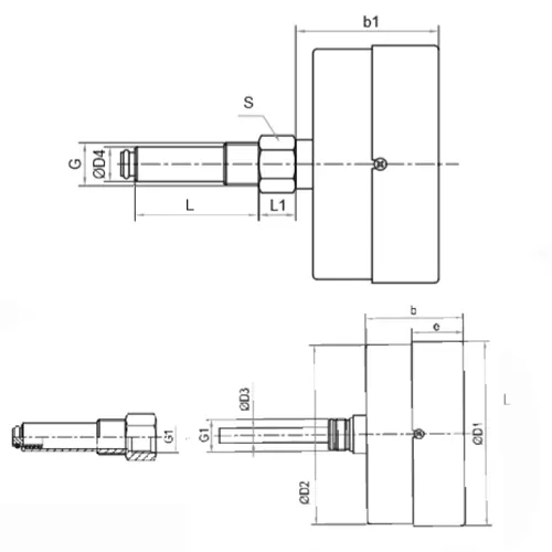 Термоманометр Росма ТМТБ-41Т.3 (0-150°C) (0-0,6MПa) G1/2 2,5, корпус 100мм, тип - ТМТБ-41T.3, длина клапана 100мм, до 150°С, осевое присоединение, 0-0,6MПa, резьба G1/2, класс точности 2.5