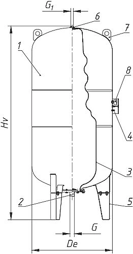Гидроаккумулятор Wester WAV16 1 1/4″ 200 л Ру16 вертикальный, наружная резьба, корпус – углеродистая сталь