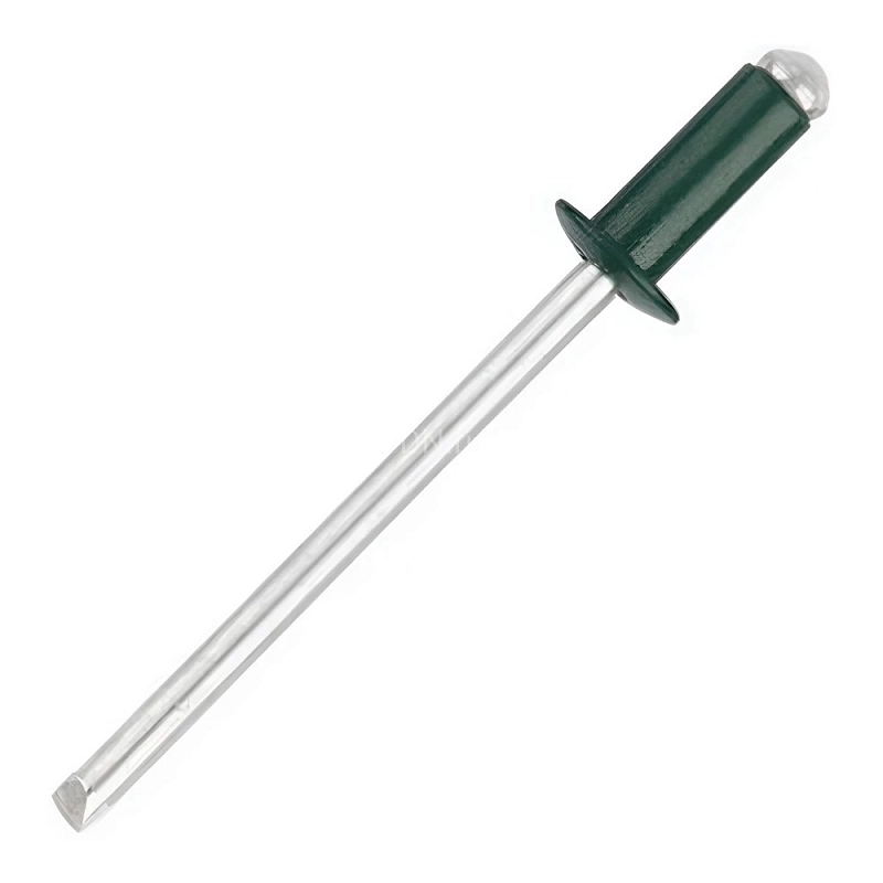 Заклепка вытяжная Китай 4х8мм комбинированная, материал - алюминий/сталь, диаметр стержня - 4мм, длина - 8мм, RAL6005, DIN7337, упаковка - 1000шт