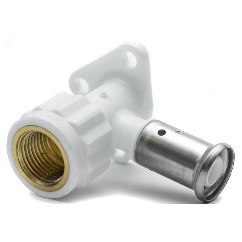 Водорозетка ПВДФ HENCO 2PKW Дн16x1/2″ Ру16 укороченная 40 мм, 52 мм, внутренняя резьба/пресс, белая