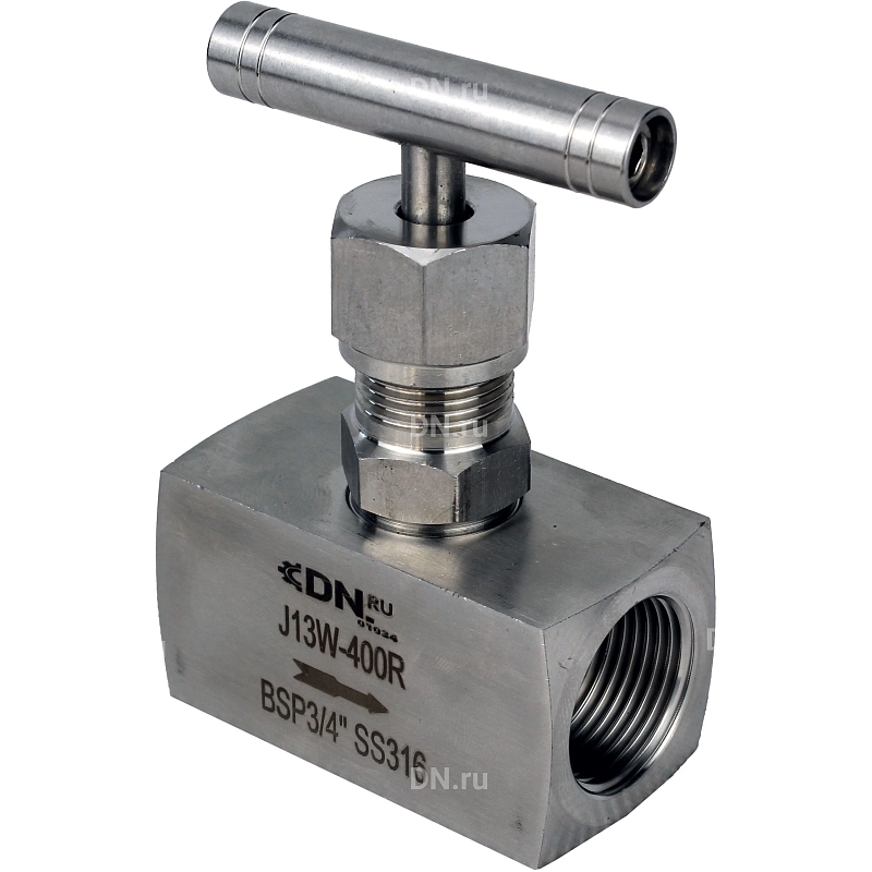 Клапан игольчатый VN3232M-T-Ht 3/8″ Ду10 Ру400 резьбовой, корпус - нержавеющая сталь 316, уплотнение - металл, с Т-образной рукояткой