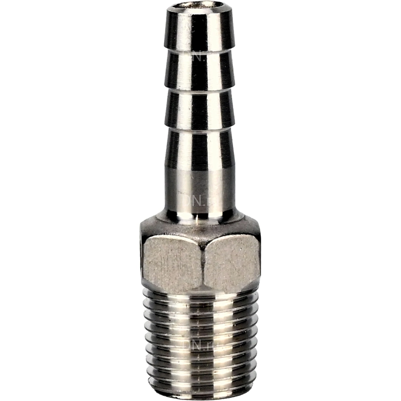 Штуцер елочка BF31-T-3/4-20 3/4″х20мм Ду20 Ру16 шланговый, корпус - нержавеющая сталь AISI 304 (CF8), присоединение - наружная резьба/штуцер